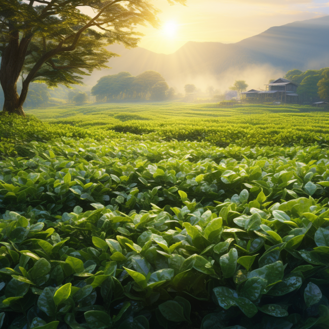 Veld van Matcha thee